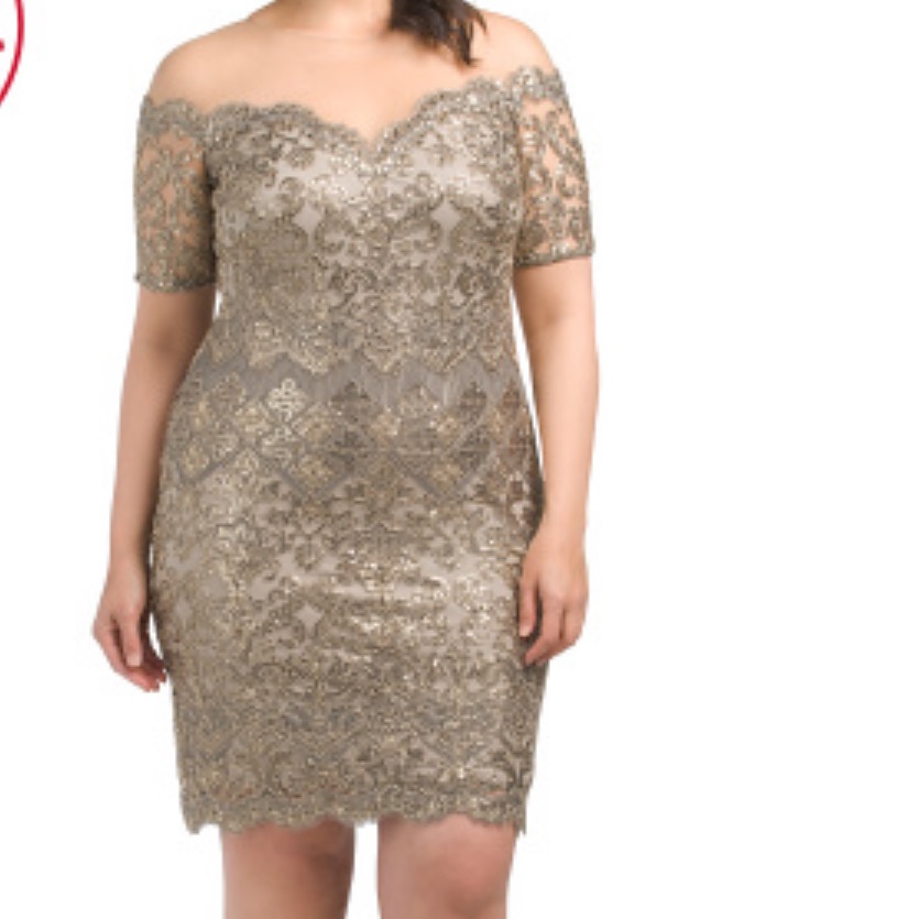 Tadashi Shoji Off The Shoulder Metallic Dress Size 14 Brand New With Tags